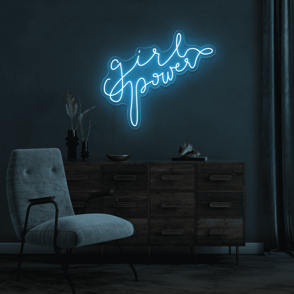 GIRL POWER HIGH BLUE COLOR LED NEON SIGN