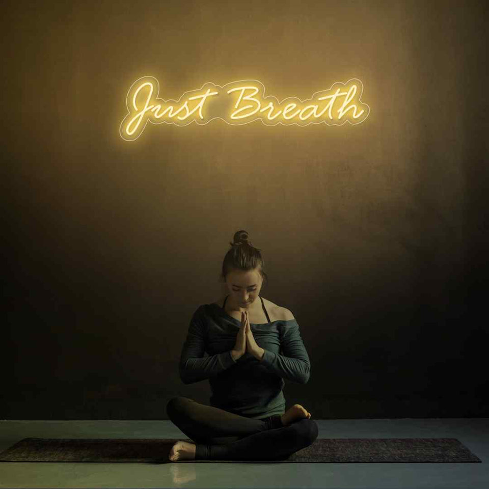 Just breathe neon sign