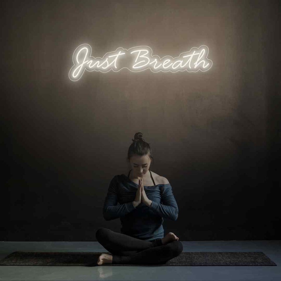 Just breathe neon sign