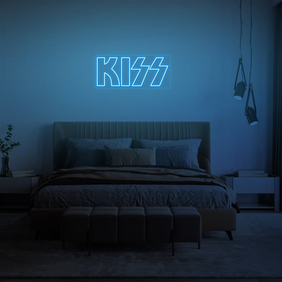 KISS BAND ICE BLUE COLOR NEON SIGN