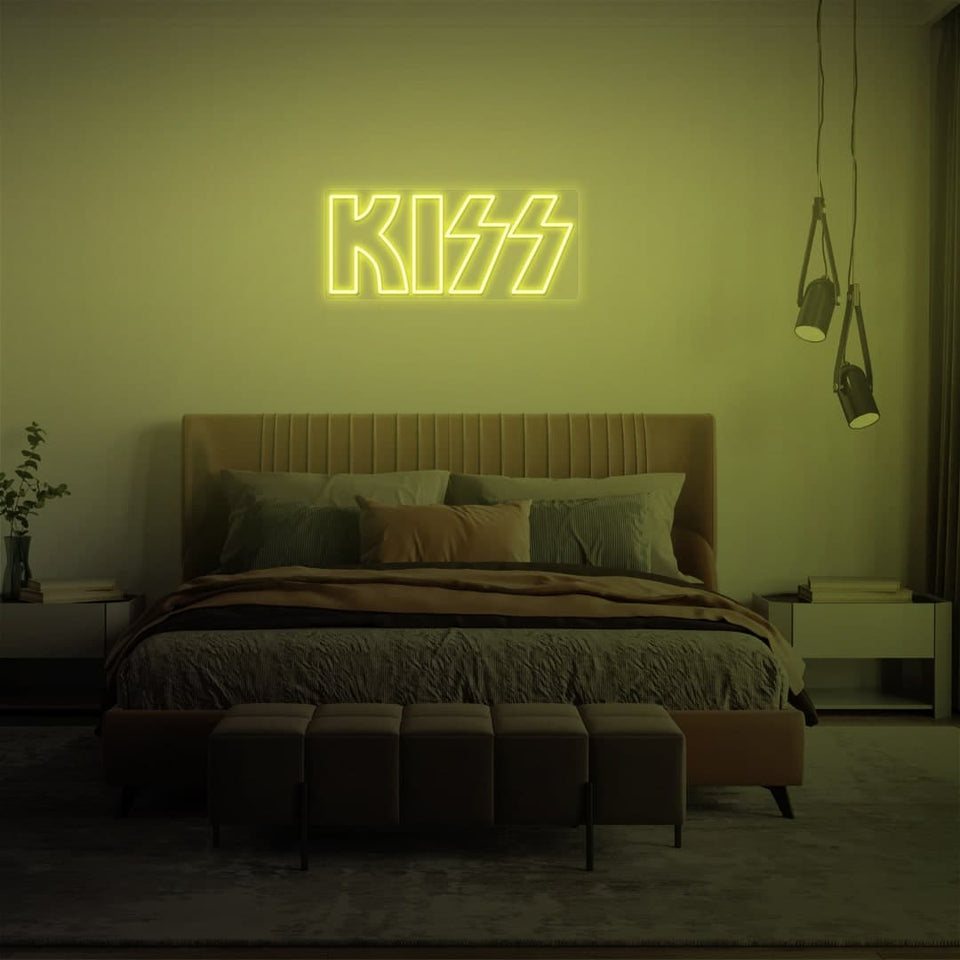 KISS BAND LEMON YELLOW COLOR NEON SIGN
