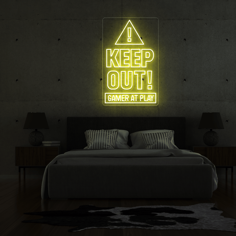 GAMER AT PLAY lemon yellow color LED sign designed by neonmarvels.com