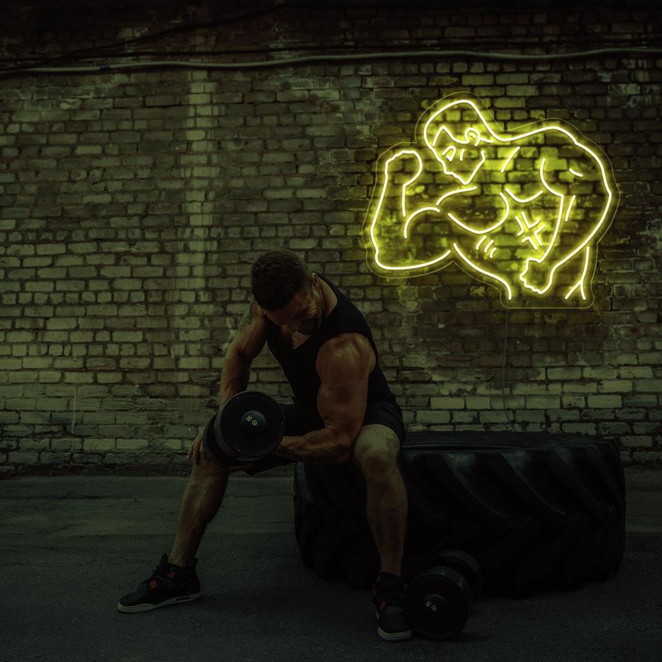 MEN WORKOUT YELLOW COLOR LED NEON SIGN
