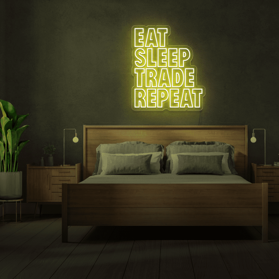 EAT SLEEP TRADE REPEAT YELLOW COLOR LED NEON SIGN