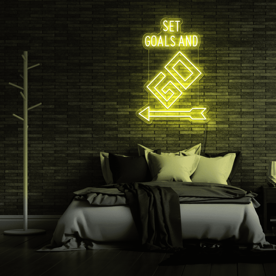 SET GOALS AND GO PINK COLOR LED NEON SIGN