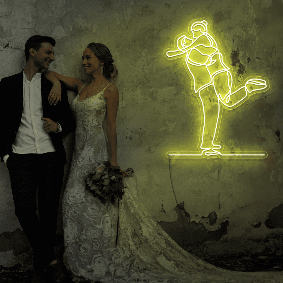 Lovely Couple LED neon sign in lemon yellow color - from Neonmarvels.com