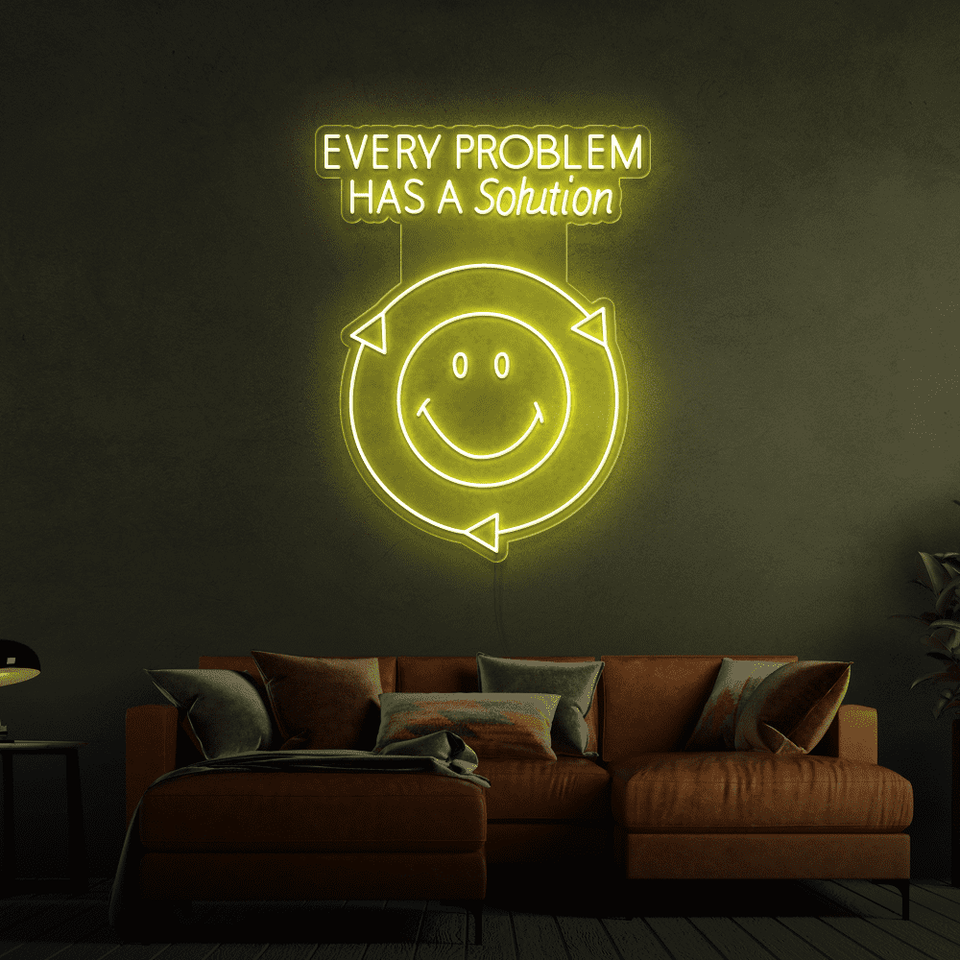 EVERY PROBLEM HAS A SOLUTION PINK COLOR LED NEON SIGN