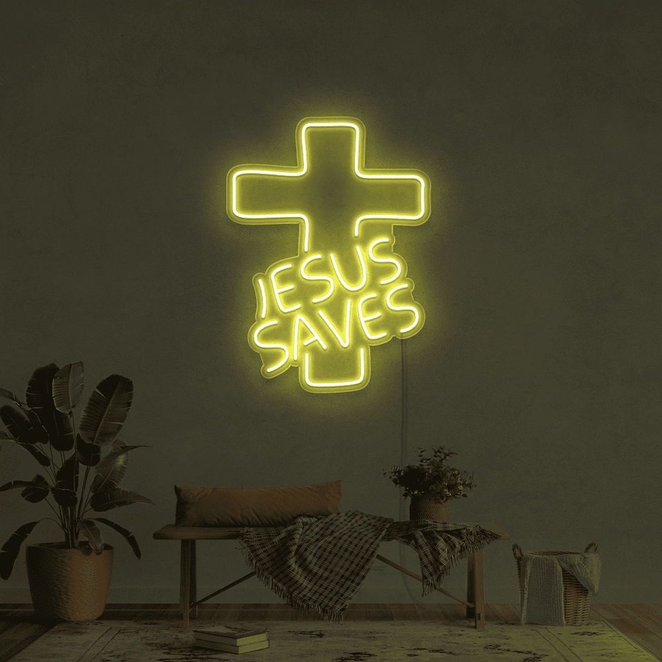 JESUS SAVES YELLOW COLOR LED NEON SIGN