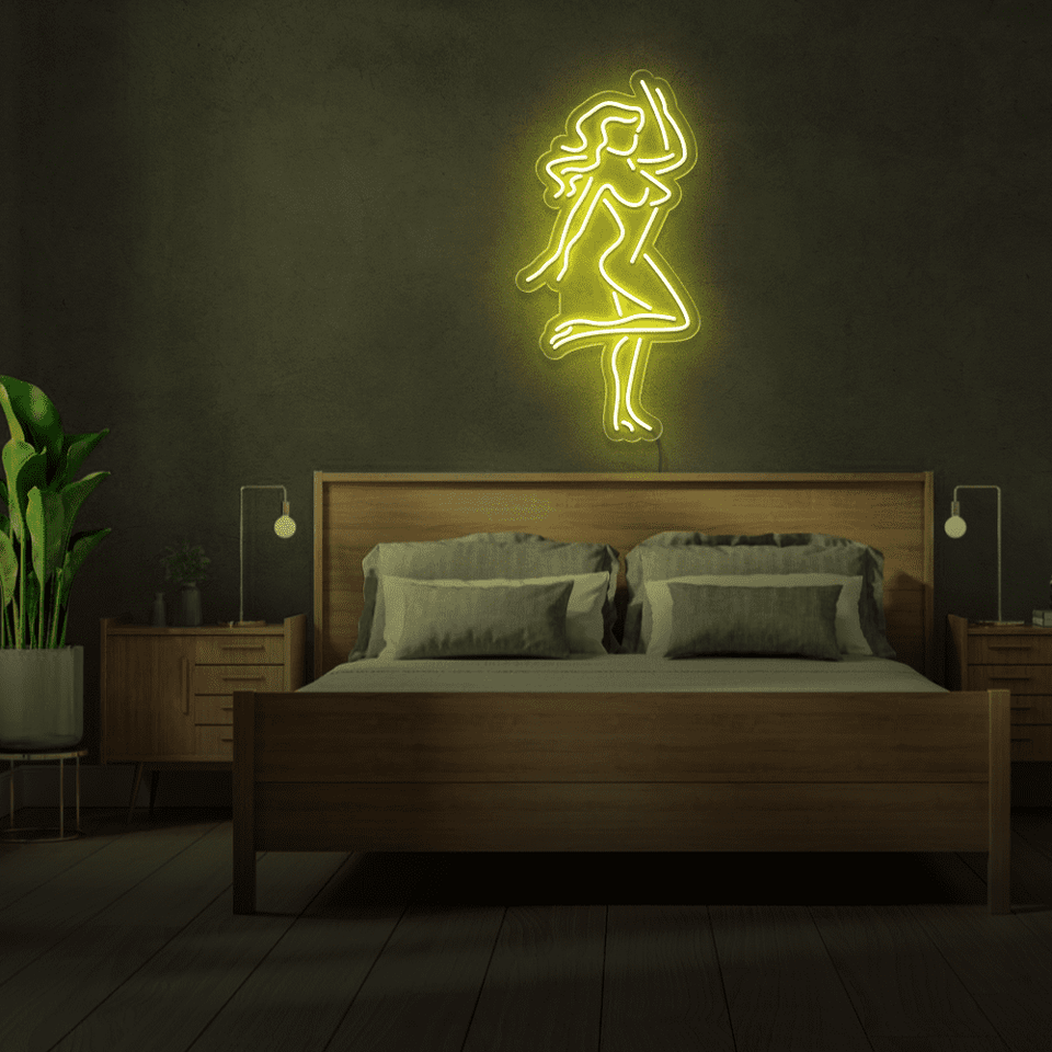 GIRL DANCING YELLOW COLOR LED NEON SIGN
