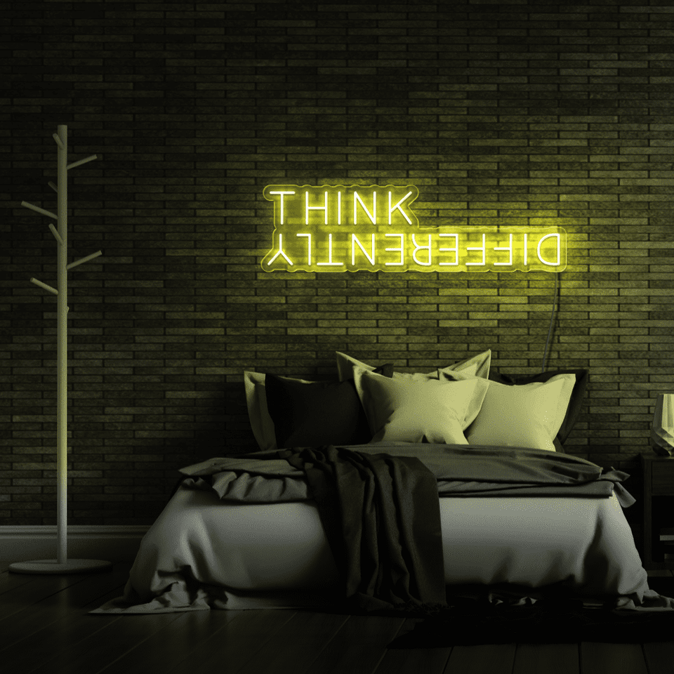 THINK DIFFERENTLY YELLOW COLOR LED NEON SIGN