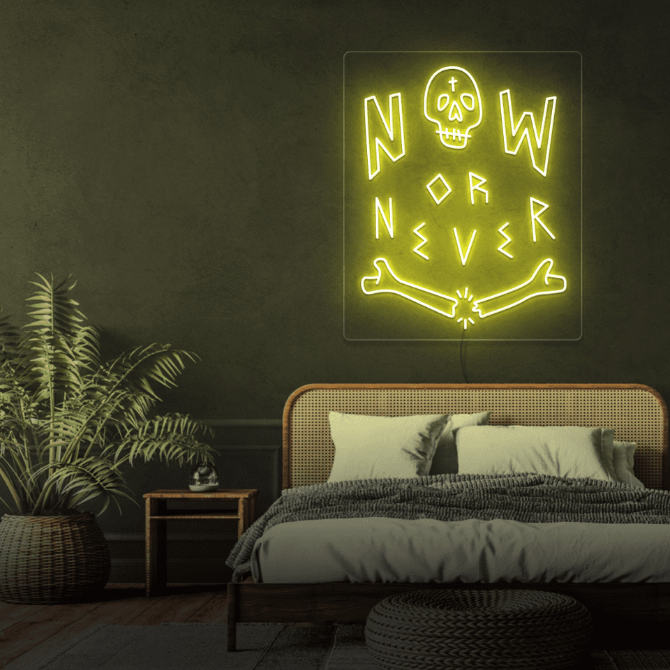 NOW OR NEVER YELLOW COLOR LED NEON SIGN