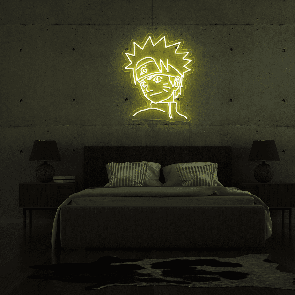 Naruto inspired LED neon sign in lemon yellow color from Neonmarvels