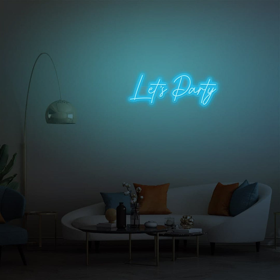 LETS PARTY ICE BLUE COLOR NEON SIGN