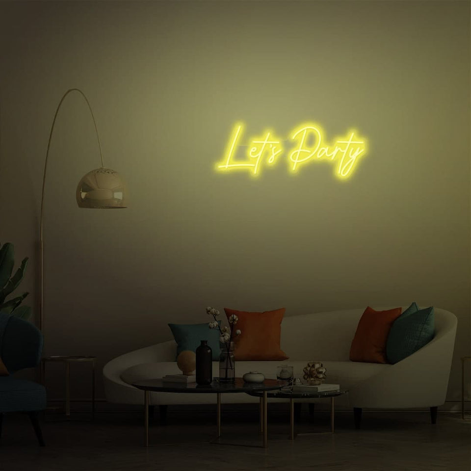 LETS PARTY LEMON YELLOW COLOR NEON SIGN
