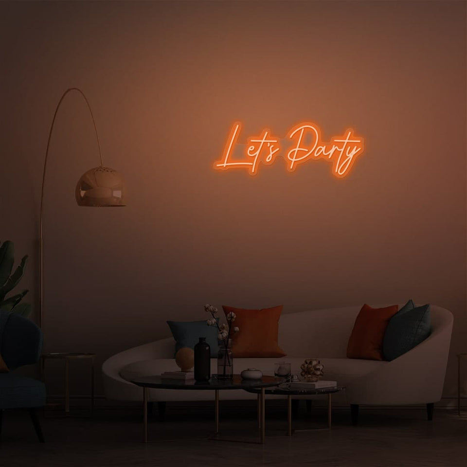 LETS PARTY ORANGE COLOR NEON SIGN