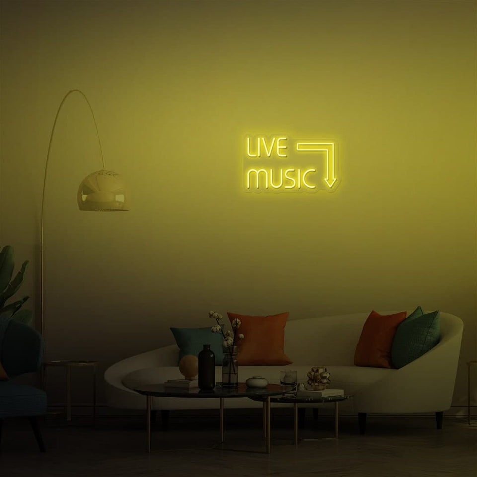 LIVE MUSIC GOLDEN YELLOW COLOR NEON SIGN