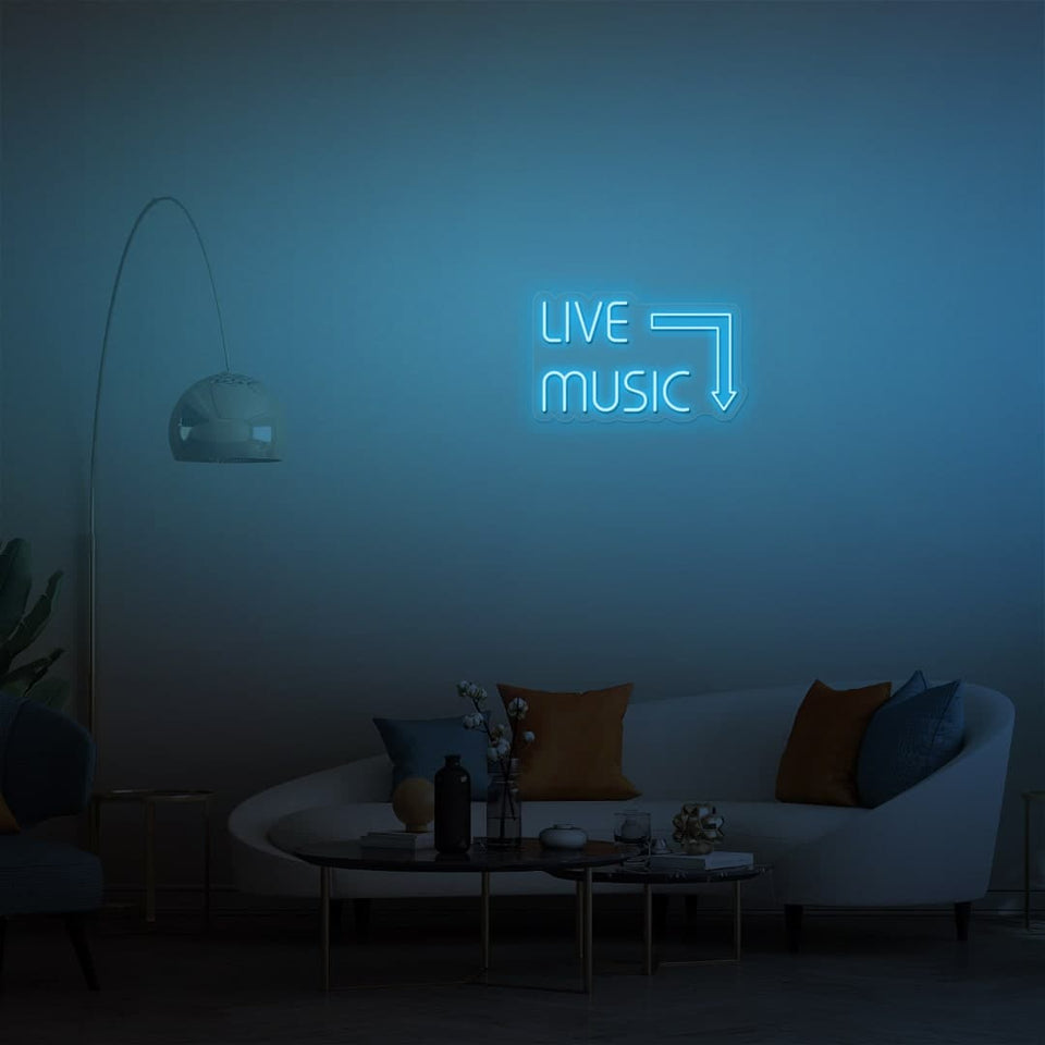 LIVE MUSIC ICE BLUE COLOR NEON SIGN