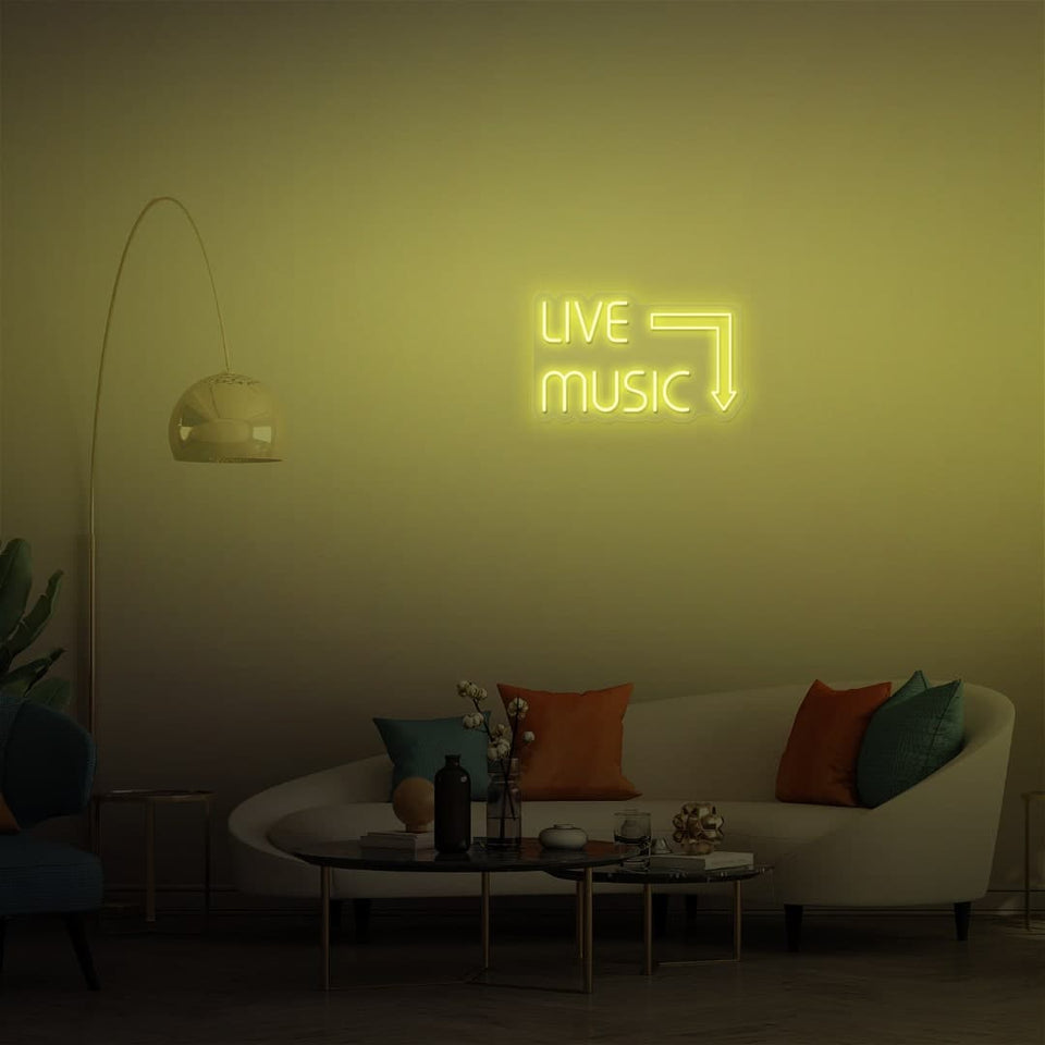 LIVE MUSIC LEMON YELLOW COLOR NEON SIGN