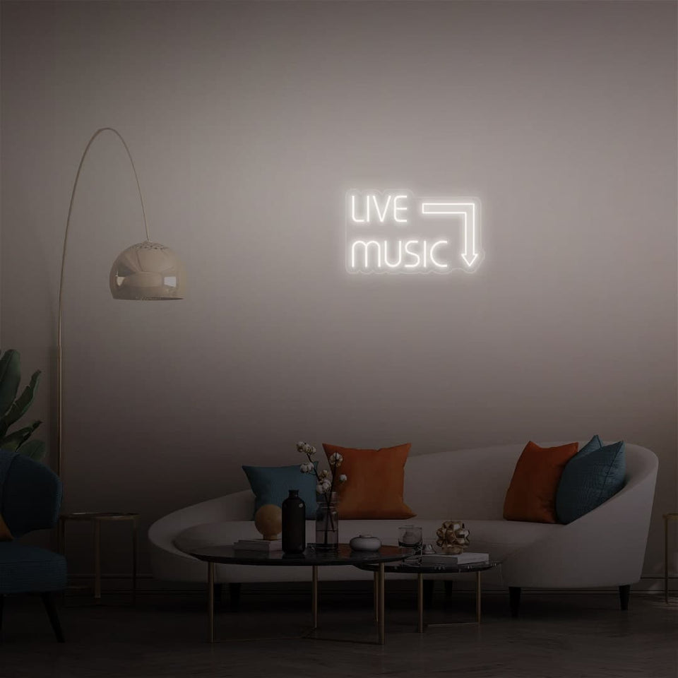 LIVE MUSIC WHITE COLOR NEON SIGN