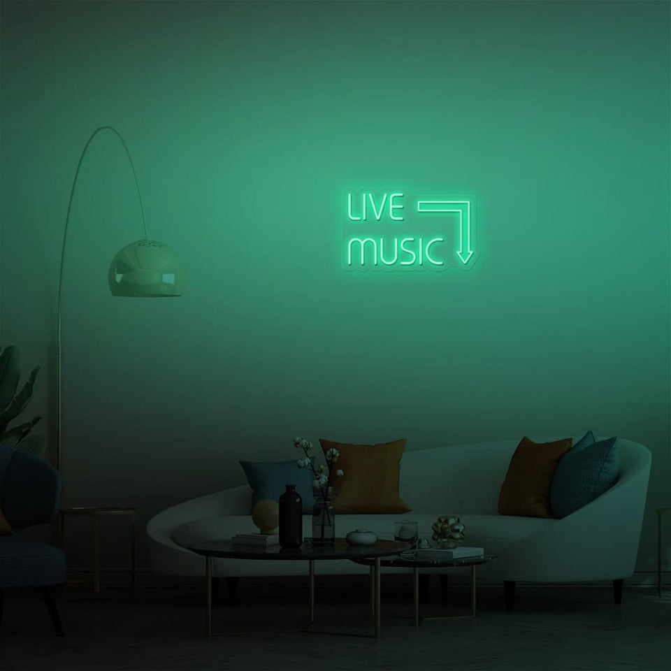LIVE MUSIC MINT GREEN COLOR NEON SIGN
