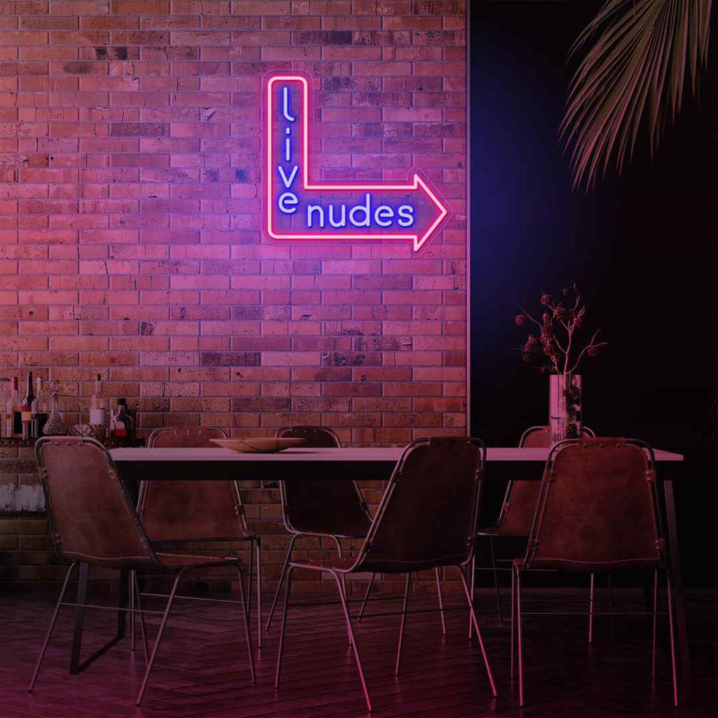 Live Nudes Neon Sign - Vintage-Style LED Light for Bars and Man Caves