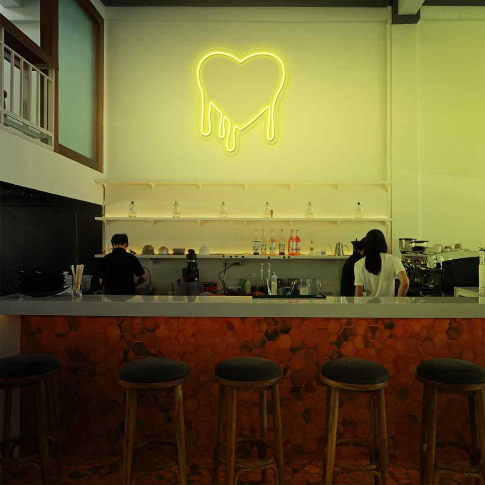 Melting heart neon sign