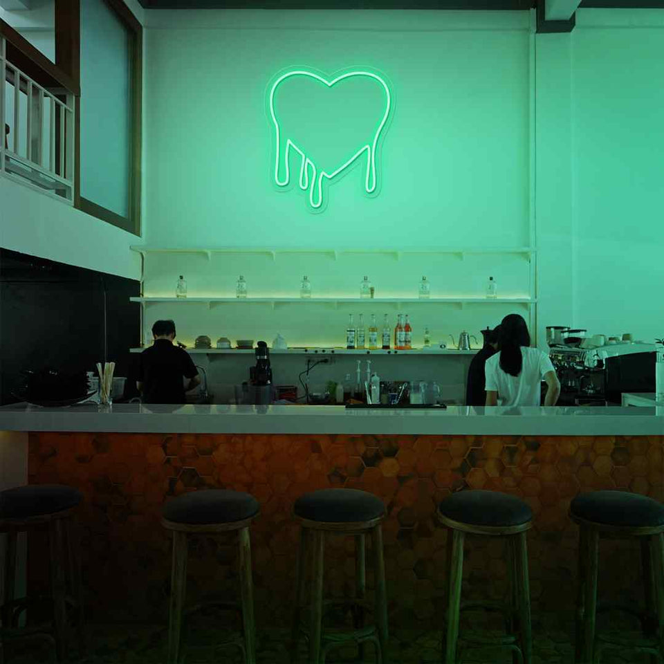 Melting heart neon sign