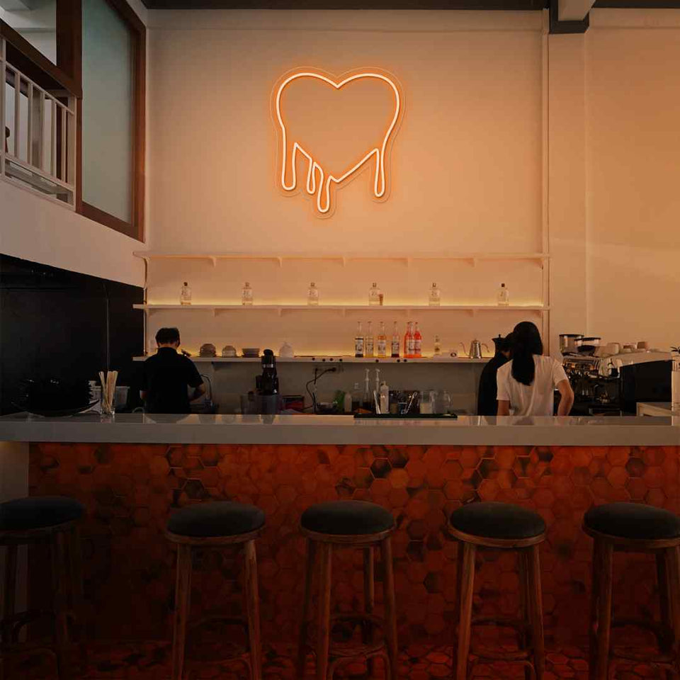 Melting heart neon sign