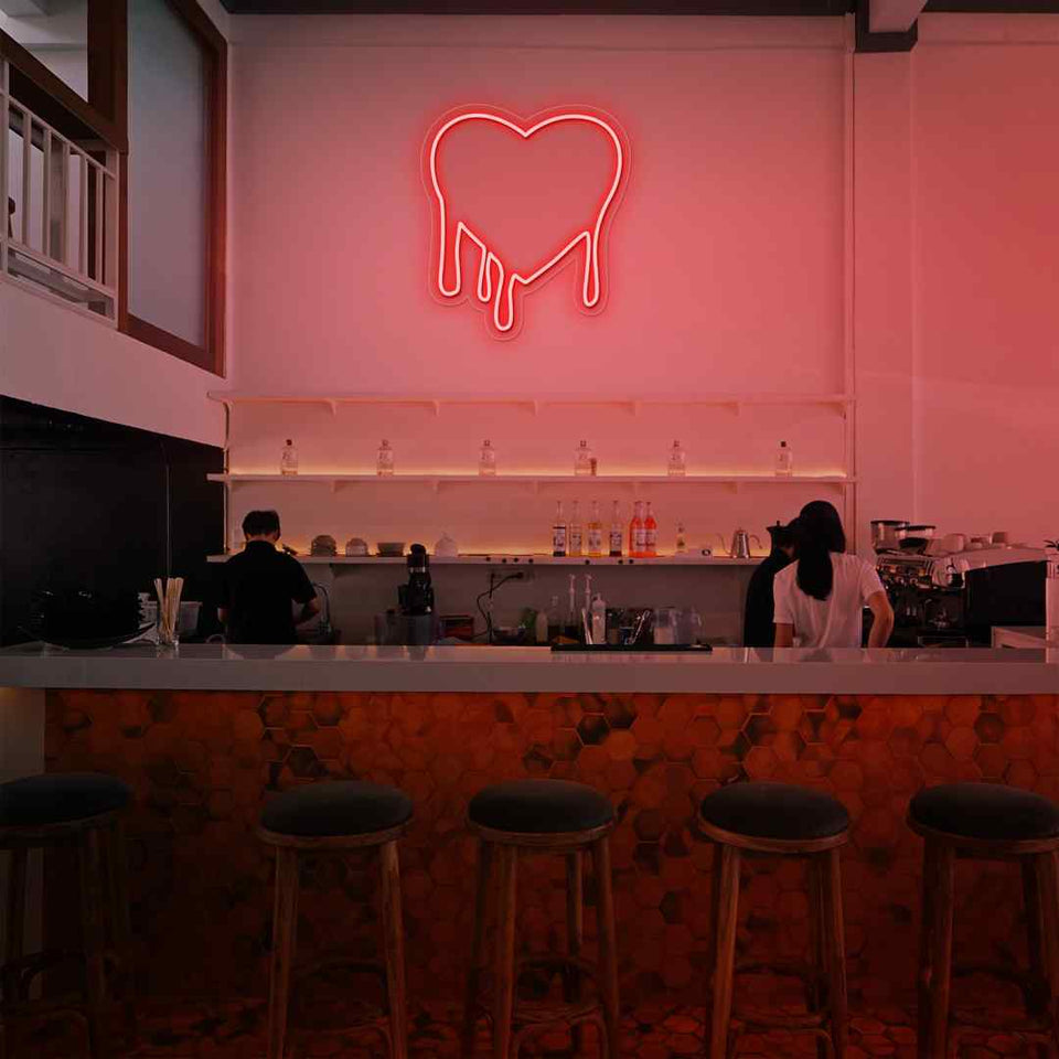 Melting heart neon sign