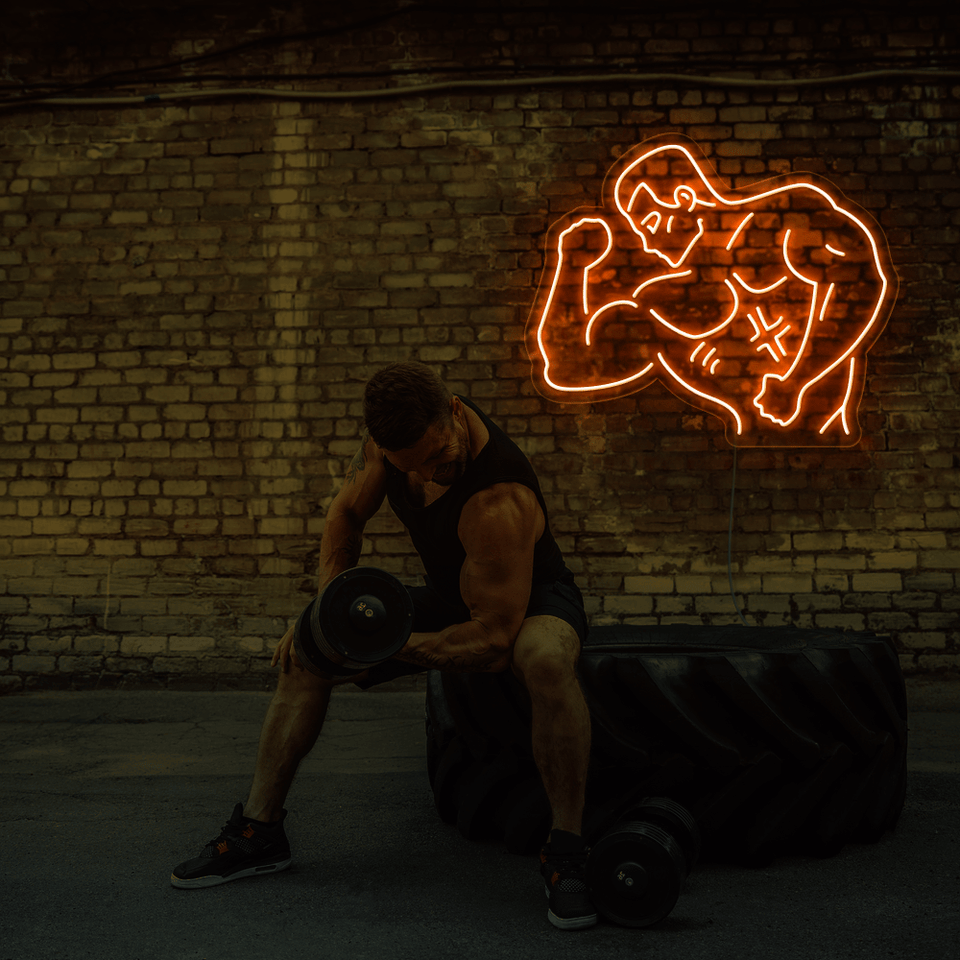 MEN WORKOUT ORANGE COLOR LED NEON SIGN
