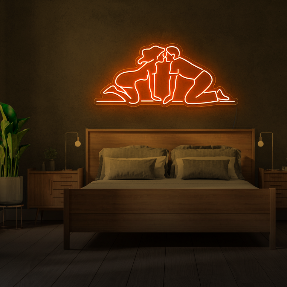 MAN AND WOMAN KISSING ORANGE COLOR LED NEON SIGN