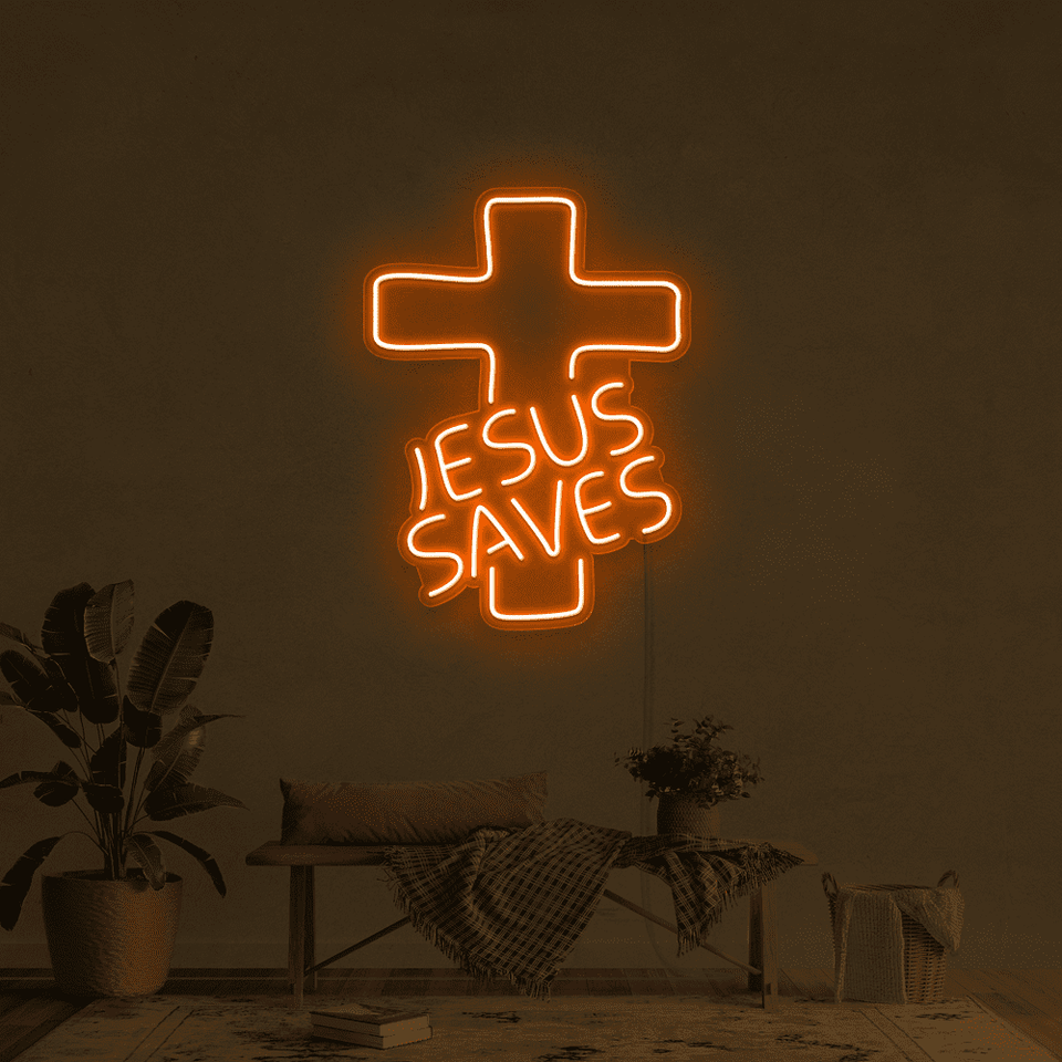 JESUS SAVES ORANGE COLOR LED NEON SIGN