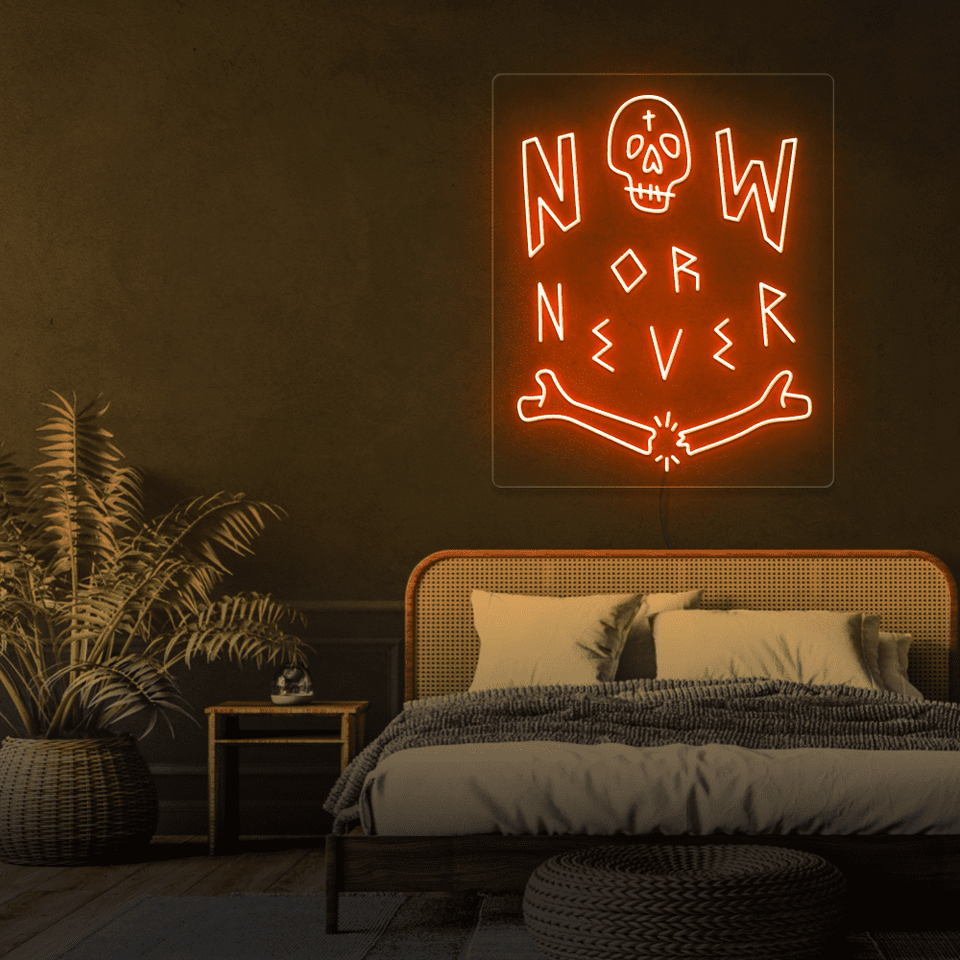 NOW OR NEVER ORANGE COLOR LED NEON SIGN