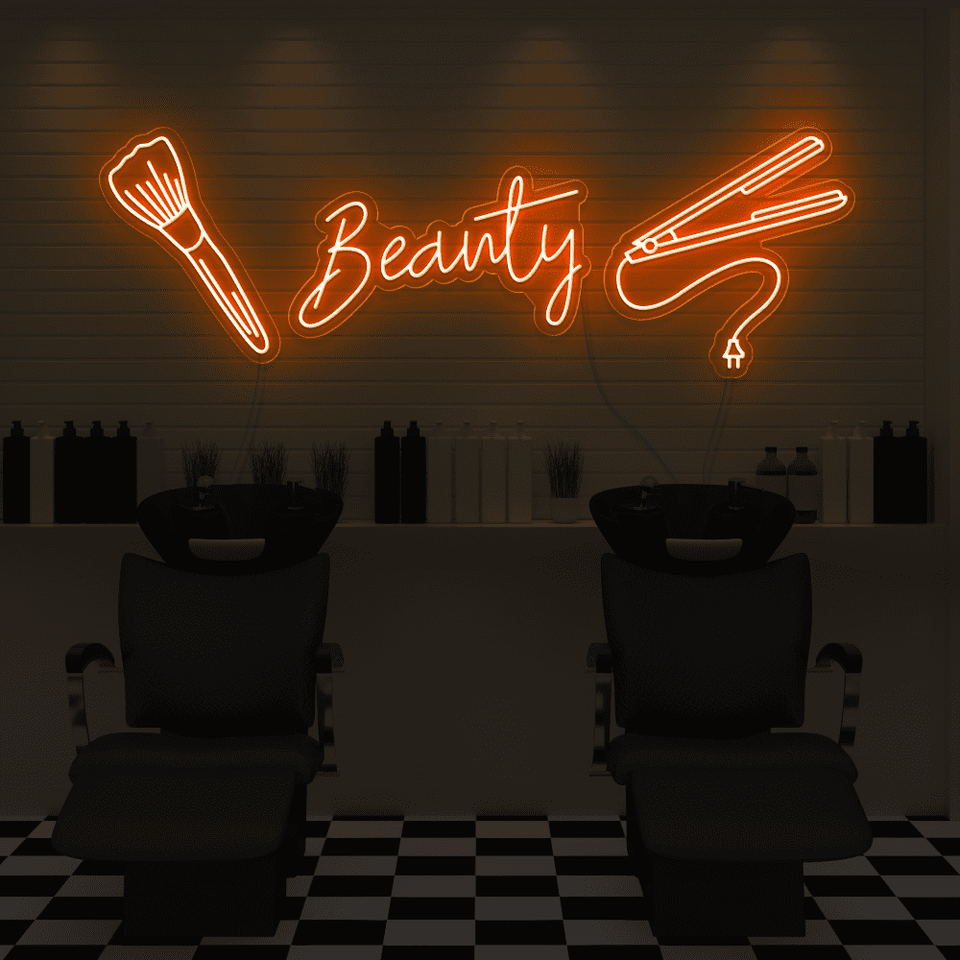 Beauty Salon LED neon sign in orange color - by Neonmarvels.com