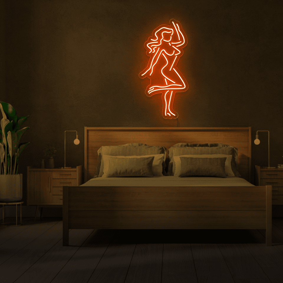 GIRL DANCING ORANGE COLOR LED NEON SIGN