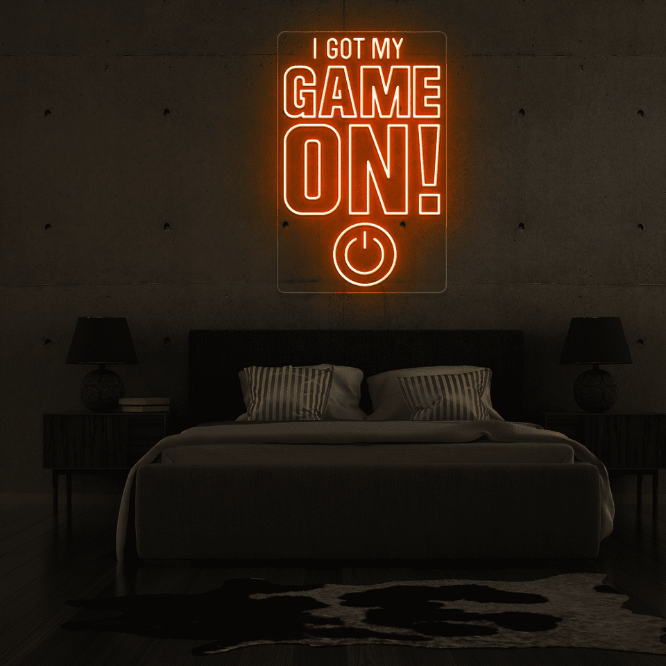 I GOT MY GAME ON orange color LED neon sign designed by neonmarvels.com
