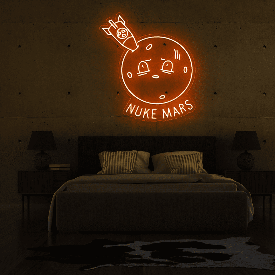 Nuke Mars caption as LED Neon Sign in Orange Color - made by neonmarvels.com