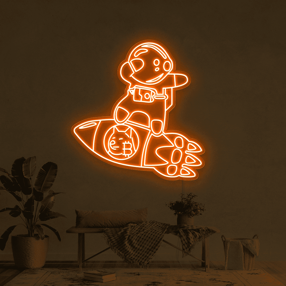 DOGECOIN BABY ASTRONAUT ORANGE COLOR LED NEON SIGN
