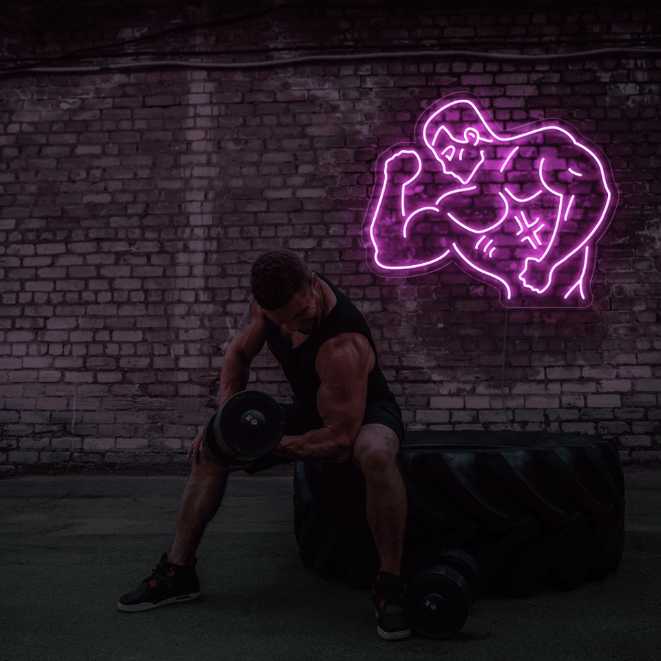 MEN WORKOUT PINK COLOR LED NEON SIGN