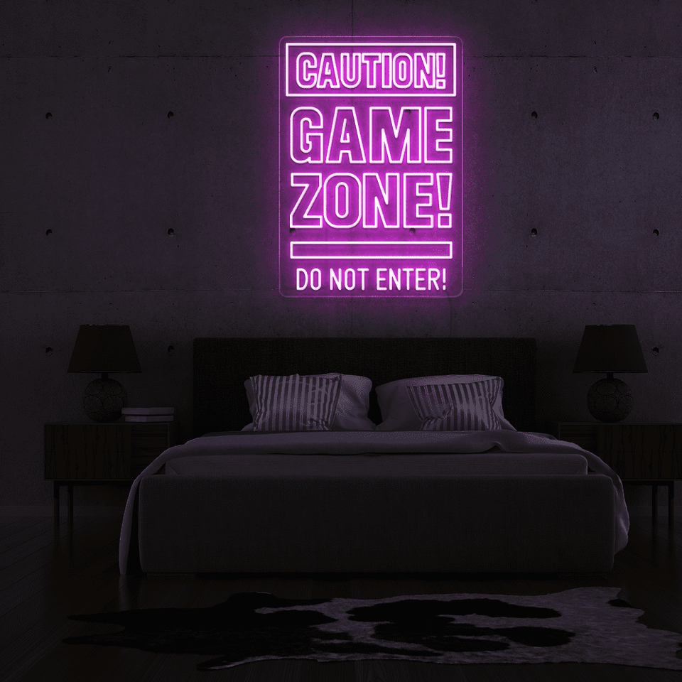 CAUTION GAMEZONE PINK COLOR LED NEON SIGN