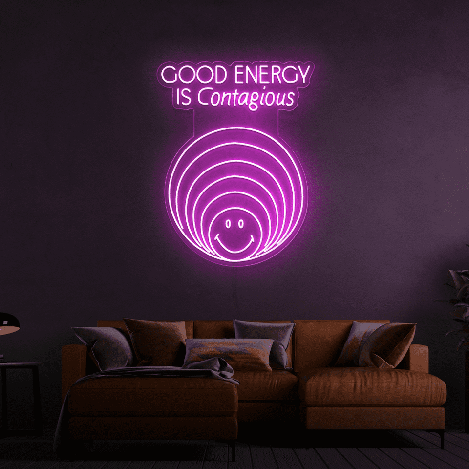 GOOD ENERGY IS CONTAGIOUS YELLOW COLOR LED NEON SIGN