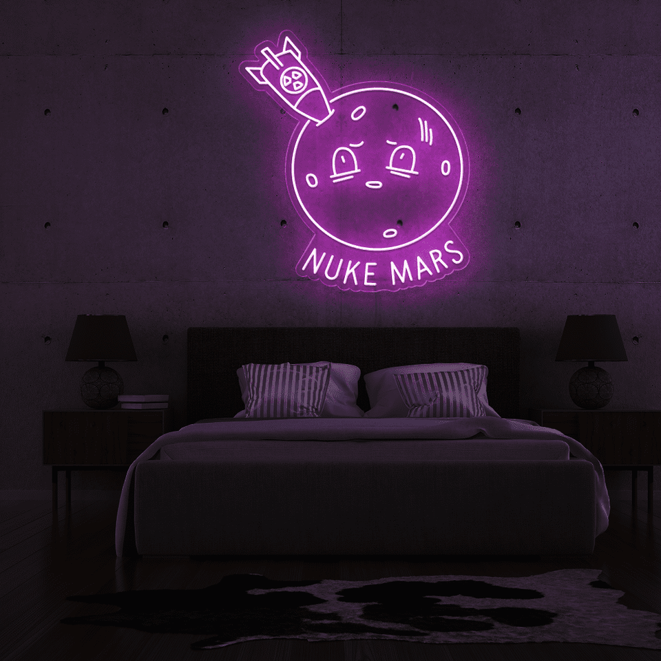 Nuke Mars caption as LED Neon Sign in Pink Color - made by neonmarvels.com