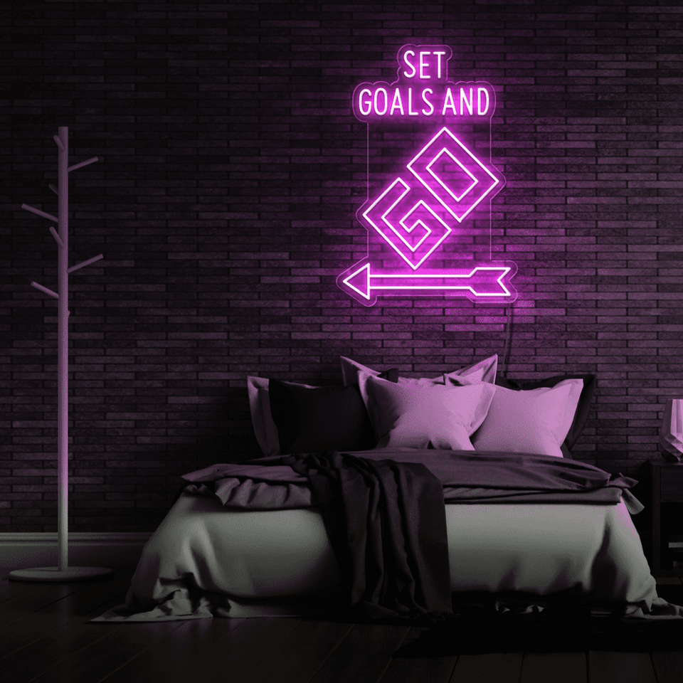 SET GOALS AND GO YELLOW COLOR LED NEON SIGN