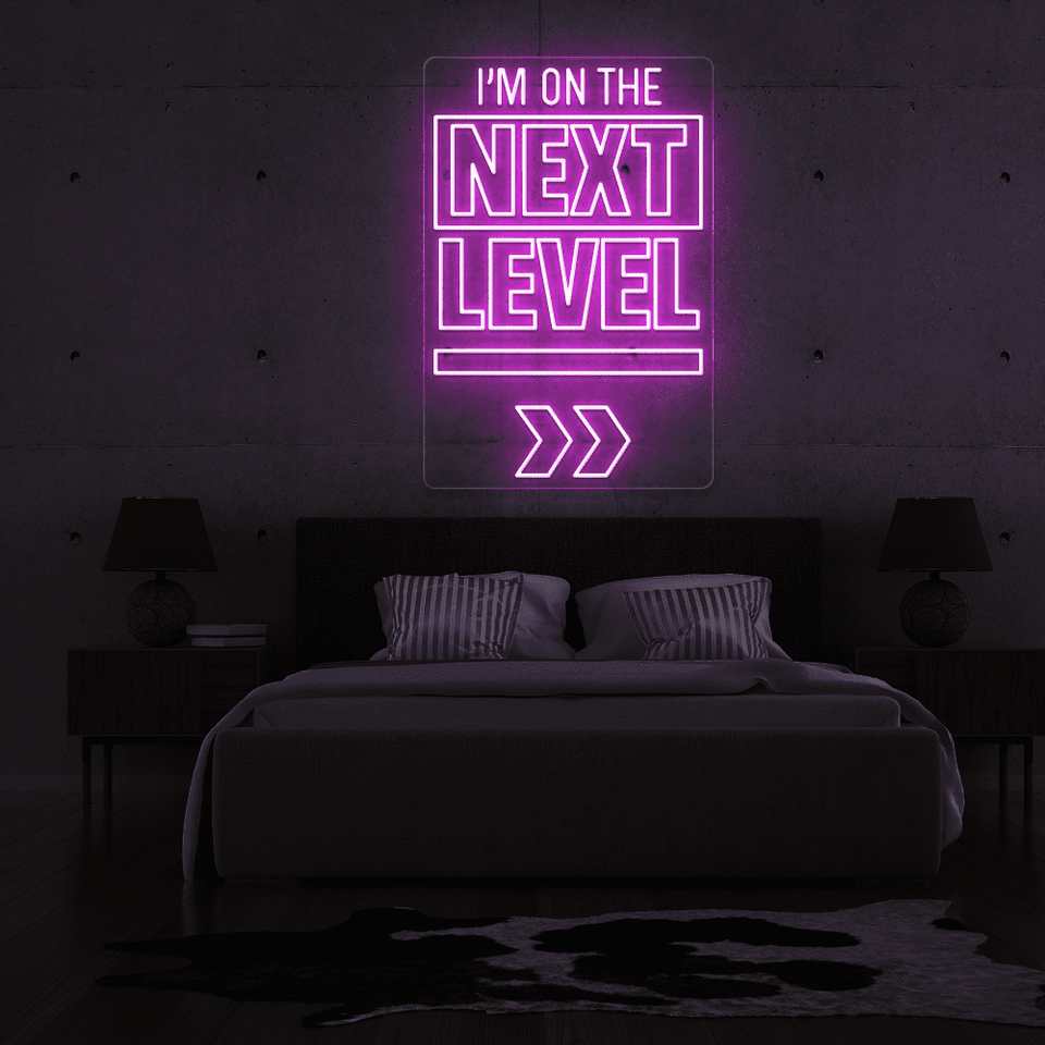 I'M ON THE NEXT LEVEL pink color LED Neon sign designed by neonmarvels.com