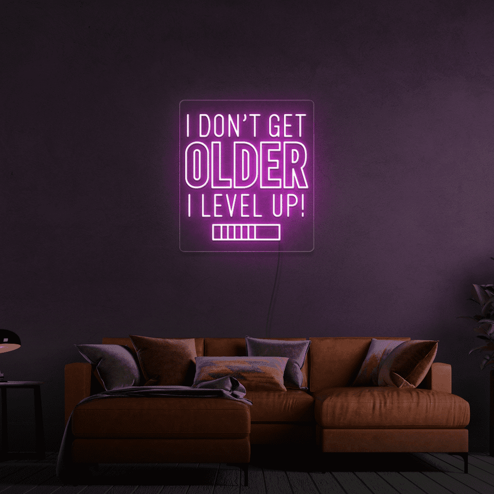 I DON'T GET OLDER I LEVEL UP! PINK COLOR LED NEON SIGN