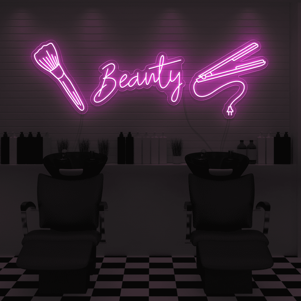 Beauty Salon LED neon sign in pink color - by Neonmarvels.com