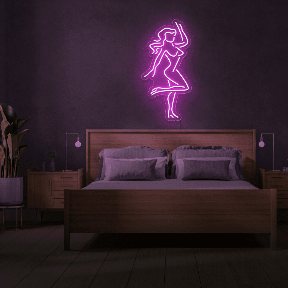 GIRL DANCING PINK COLOR LED NEON SIGN