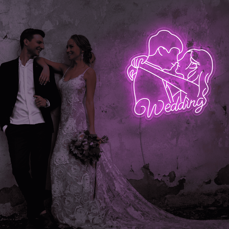 Married Couple LED Neon sign in pink color by Neonmarvels.com