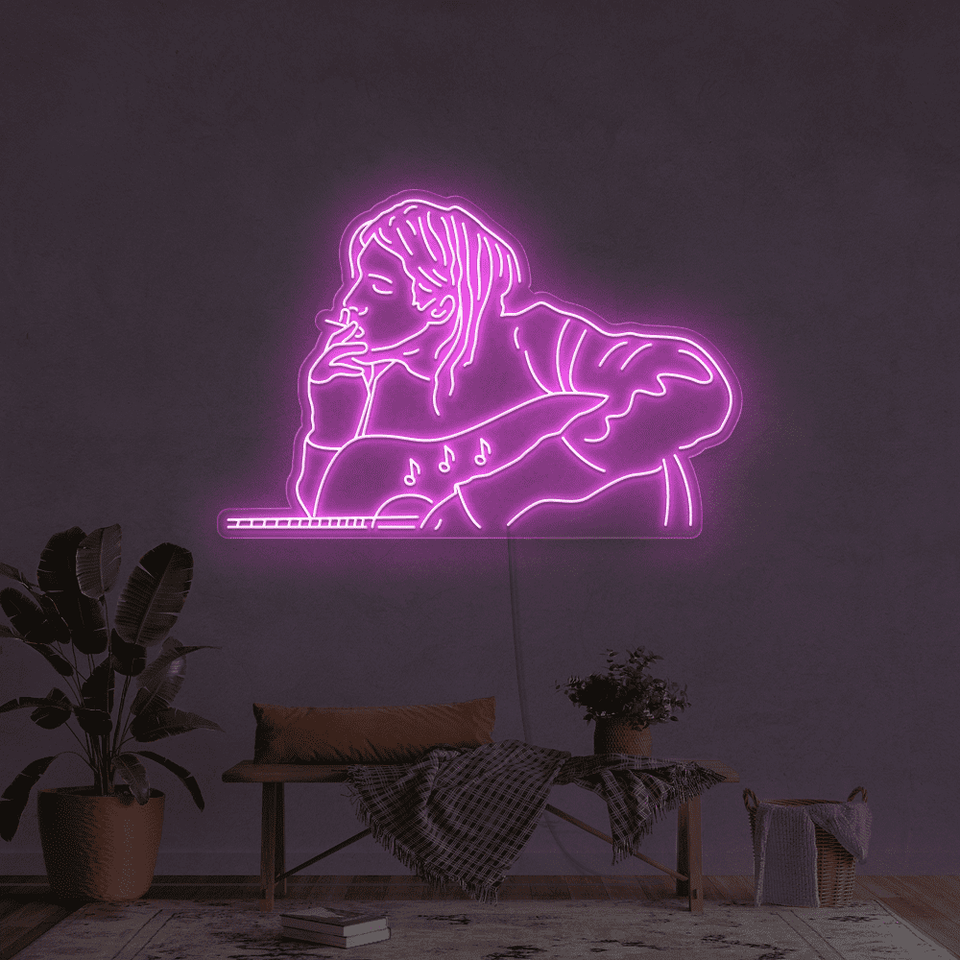 Guitar Player LED Neon Sign in Pink Color - made by neonmarvels.com