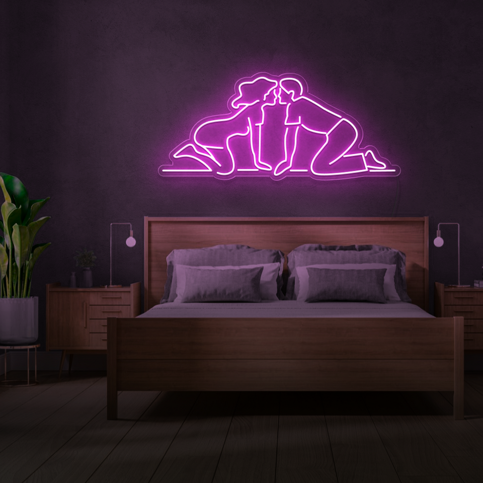MAN AND WOMAN KISSING PINK COLOR LED NEON SIGN